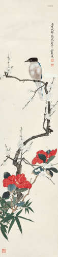 俞致贞（1915～1995） 茶花竹梅雀 镜心 设色纸本