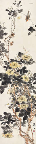 王云（1884～1934） 月季花香 立轴 设色纸本
