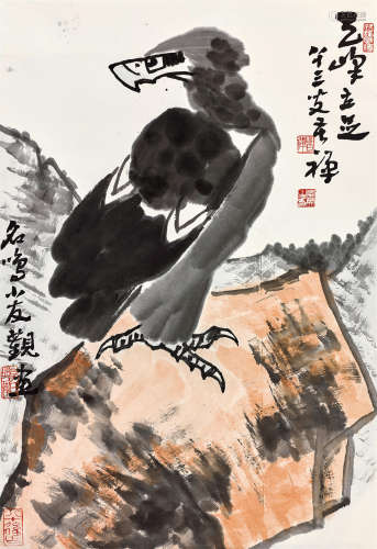 李苦禅（1899～1983） 天峰立足 立轴 设色纸本