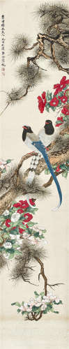 溥佺（1913～1991） 松茶绶带 立轴 设色绢本