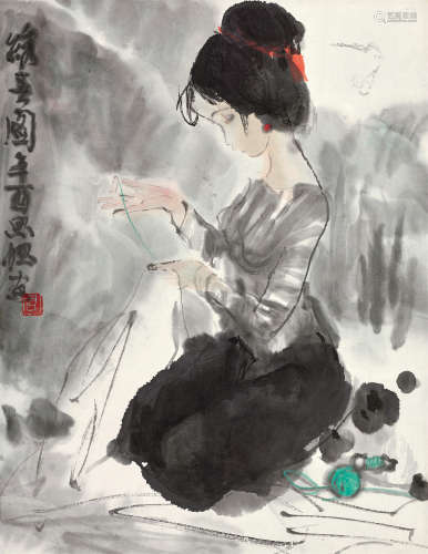 周思聪（1939～1997） 绣春图 镜心 设色纸本