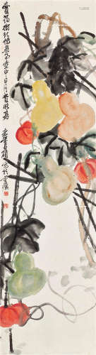 吴昌硕（1844～1927） 福禄 立轴 设色纸本