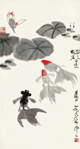 吴作人（1908～1997） 鱼乐图 立轴 设色纸本