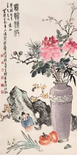 高逸鸿（1908～1982等）(等) 花卉人物 镜心 设色纸本