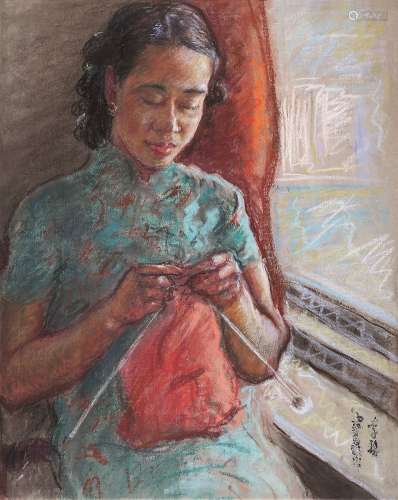 李超士（1894～1971） 贤妻良母 蕙质兰心 色粉 纸本