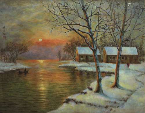 颜文梁（1893～1988） 雪霁初晴 油画 纸本