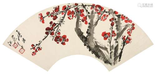 唐云（1910～1993） 红梅 镜心 设色纸本