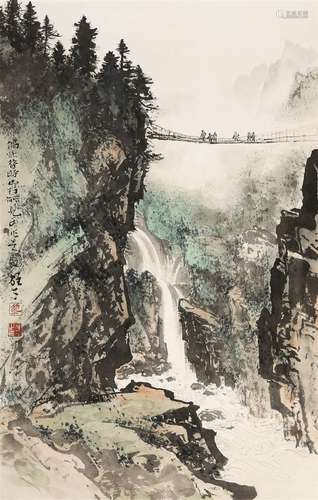 黎雄才（1910～2001） 昔年小景 立轴 设色纸本