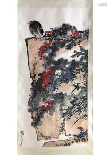 A CHINESE PAPER SCROLL PAINTING, ATTRIBUTED TO PAN TIAN