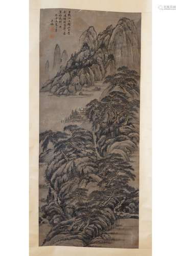 A CHINESE LANDSCAPE PAPER SCROLL PAINTING, ATTRIBUTED