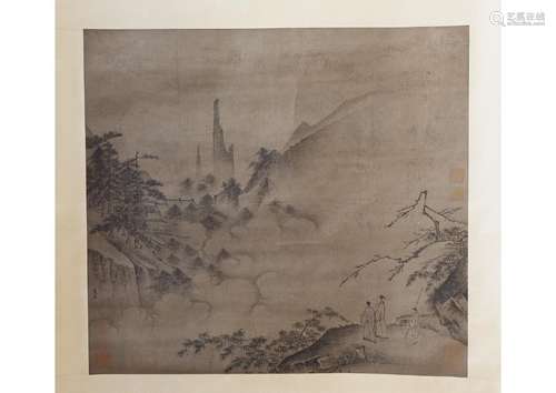 A CHINESE LANDSCAPE PAPER SCROLL PAINTING, ATTRIBUTED