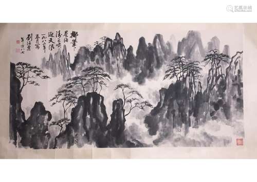 A CHINESE LANDSCAPE PAPER SCROLL PAINTING, ATTRIBUTED