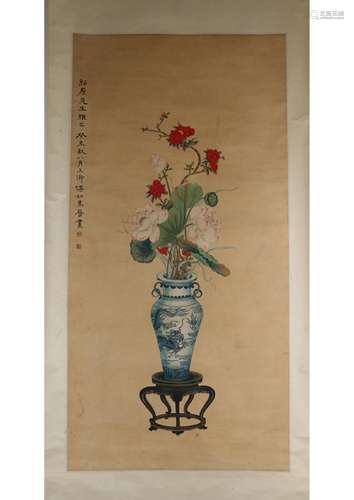 A CHINESE PAPER SCROLL PAINTING, ATTRIBUTED TO MA JIN