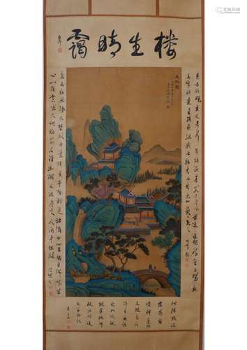 A CHINESE LANDSCAPE SILK PAINTING, ATTRIBUTED TO DU