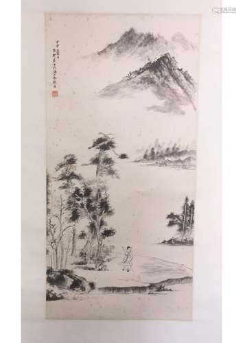 A CHINESE LANDSCAPE PAPER SCROLL PAINTING, ATTRIBUTED