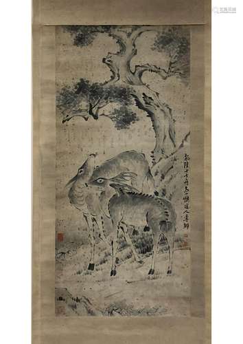 A CHINESE PAPER SCROLL PAINTING, ATTRIBUTED TO LI SHAN