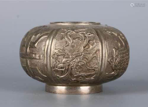 A CHINESE DRAGON CARVED WATER POT, LATER QING DYNASTY