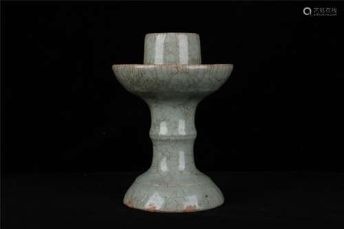 A CHINESE LONG QUAN CELADON CANDLE HOLDER, NORTHERN