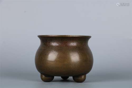 A CHINESE BRONZE TRIPOD CENSER WITH â€˜XUANâ€™