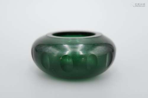 A CHINESE GREEN GLASS WATER POT, QING DYNAST