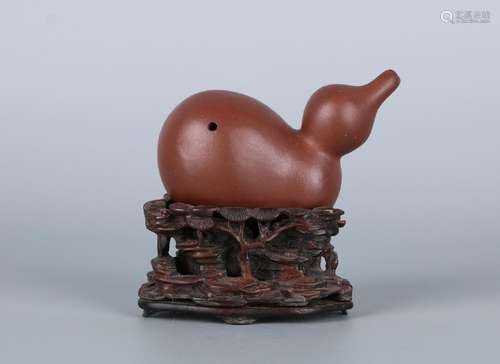 A CHINESE DOUBLE GOURD SHAPED WATER POT YIXING CLAY