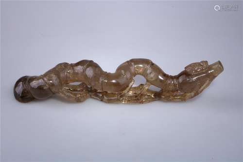 A CHINESE YELLOW CRYSTAL BURSH STAND, MIDDLE QING