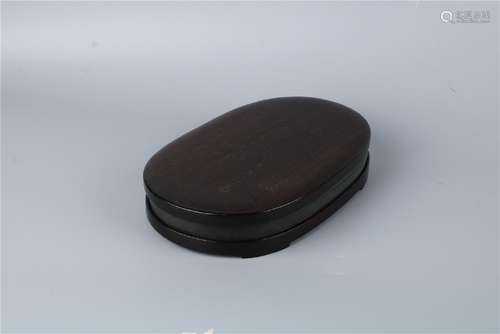 A CHINESE GREEN INK STONE WITH ORIGIN BOX, EARLY QING