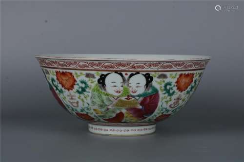 A CHINESE FAMILLE ROSE BOWL MARK AND OF THE PERIOD