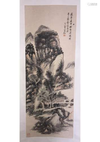 A CHINESE LANDSCAPE PAPER SCROLL PAINTING, ATTRIBUTED