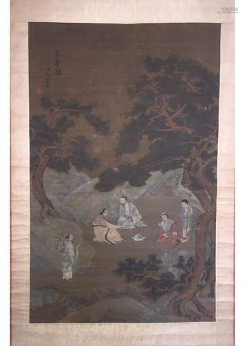 A CHINESE PAPER SCROLL PAINTING, ATTRIBUTED TO LAN YING