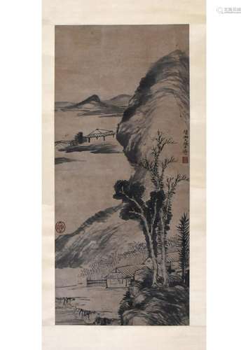 A CHINESE PAPER SCROLL PAINTING, ATTRIBUTED TO SHI TAO