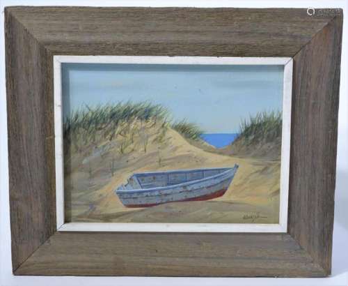 A Dory High & Dry in Sand Dunes, Signed O/C