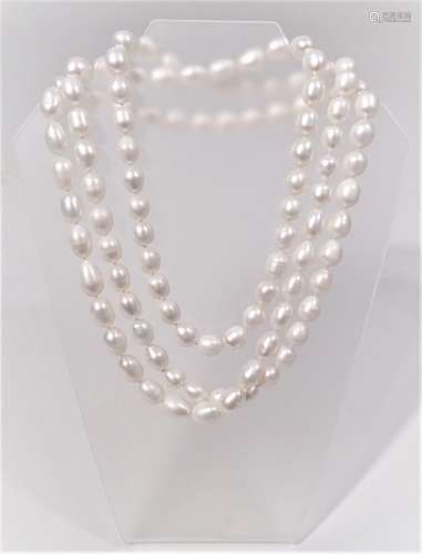 Oval 12 mm Pearl Cultured Long Necklace