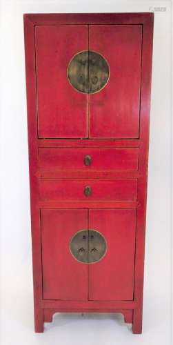 Red Lacquered Chinese Cabinet