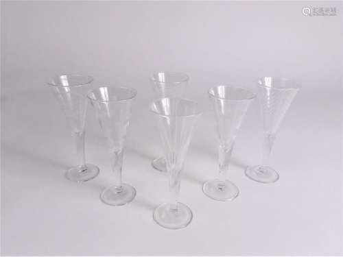 (6) Crystal Trumpet Flute Wine Glasses