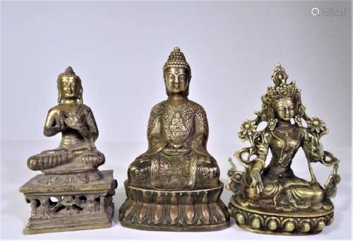 (3) Chinese Sitting Buddha Statues