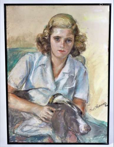 Signed 20th Century Pastel, Portrait of a Woman