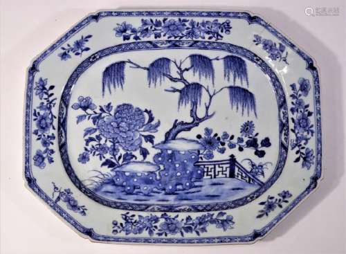 Qing Dynasty Blue and White Porcelain Platter