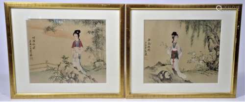 Chinese, Framed water color on silk