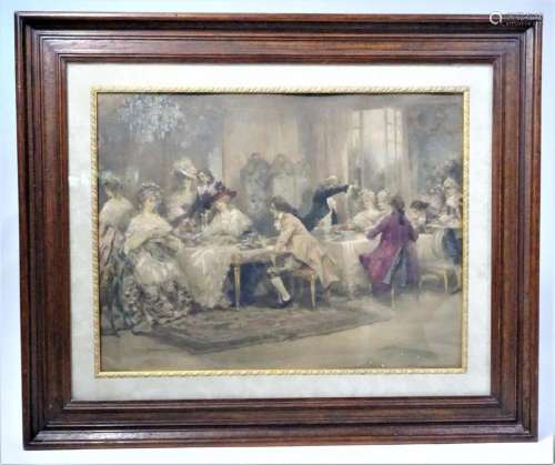 Embellished Lithograph, Ballroom Scene