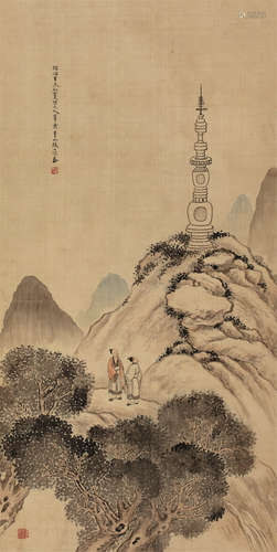 张士保（1805～1878） 1871年作 山水 轴 设色绢本