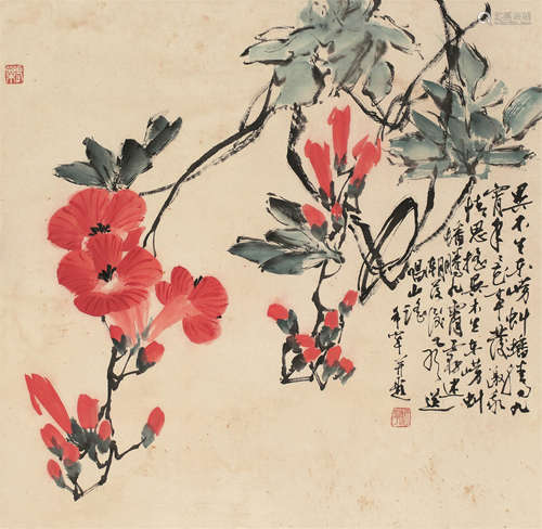 于希宁（1913～2007） 花卉 轴 设色纸本