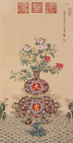 慈禧（1835～1908） 1888年作 花卉 轴 设色绢本