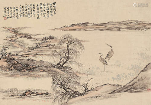 郑文焯（1856～1918） 银塘澹荡 轴 设色纸本