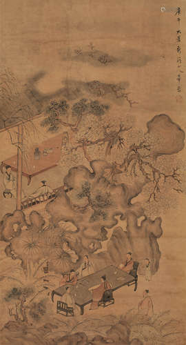 华嵒（1682～1756） 1750年作 雅集图 轴 设色纸本