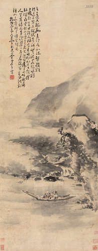 黄慎（1687～约1770） 1744年作 山水 轴 设色纸本