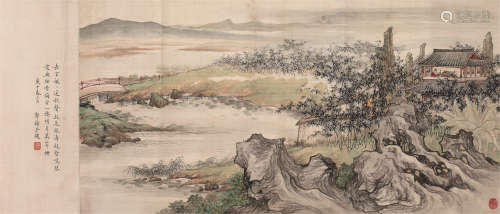 沈一斋（1880～1950） 幽居读书图 镜心 设色绢本