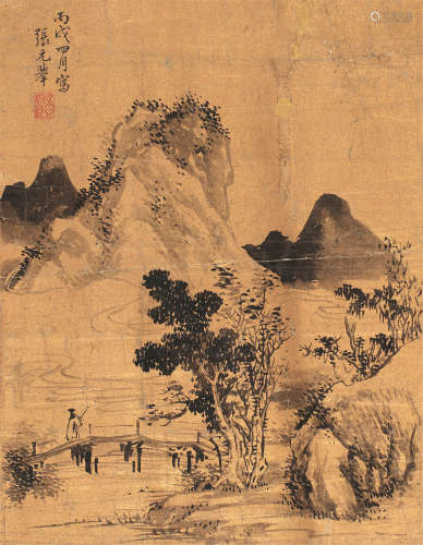 张元举（1552～1623） 1586年作 山水 镜心 水墨笺本