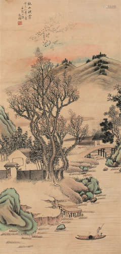 彭旸（1859～？） 秋山晚霁 轴 设色纸本