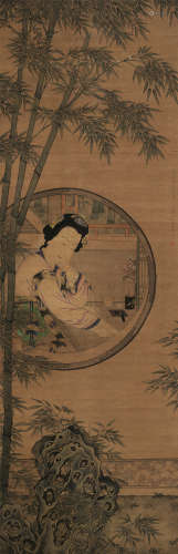 董小宛（1624～1651） 拟唐六如笔意 立轴 设色绢本